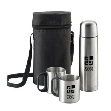 Thermos personnalisable avec tasse couleur argenté