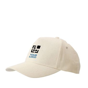 Casquette 100% coton de couleur naturelle vue avec zone d'impression