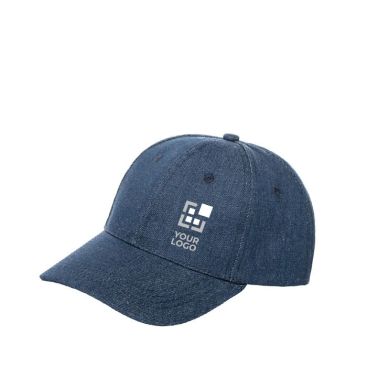 Casquette en jeans personnalisée avec le logo vue avec zone d'impression