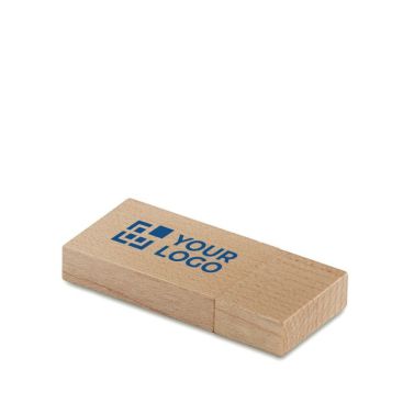 Clé USB publicitaire en bois plate avec zone d'impression