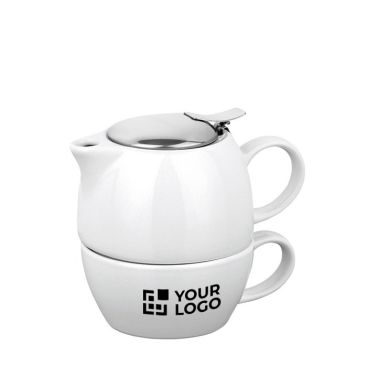 Set de thé 2 en 1 avec une théière et une tasse avec zone d'impression