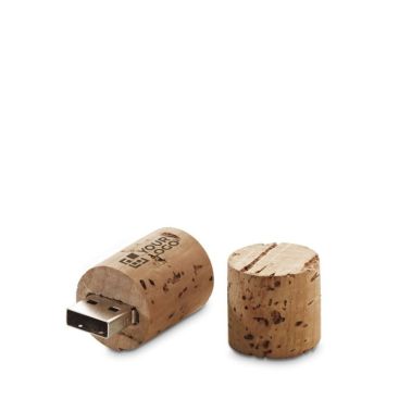 Clé USB en forme de bouchon en liège avec zone d'impression