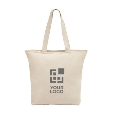 Tote bag avec fermeture éclair vue avec zone d'impression