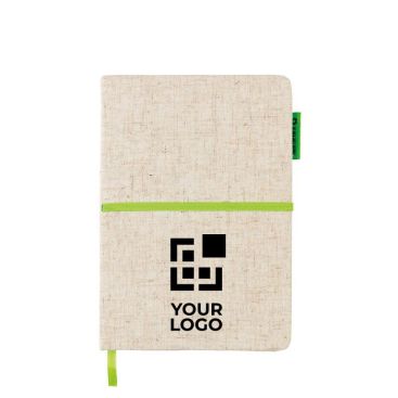 Carnet de note avec couverture en jute avec zone d'impression