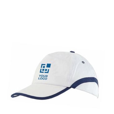 Casquette de sport avec une ligne colorée vue avec zone d'impression