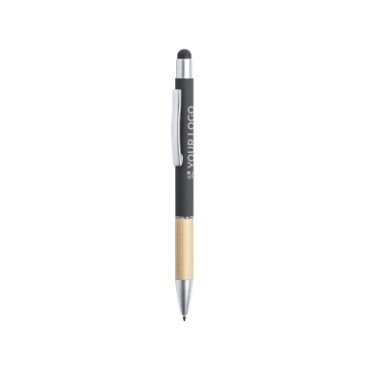 Stylo en bambou avec pointeur tactile avec zone d'impression