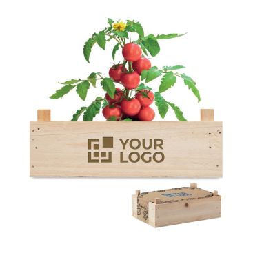 Mini-jardin de tomates avec logo vue avec zone d'impression