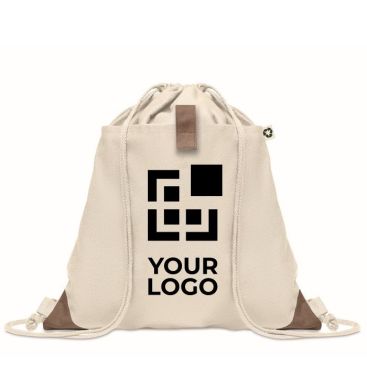 Sac à dos avec logo en coton recyclé 220 gr/m2 avec zone d'impression