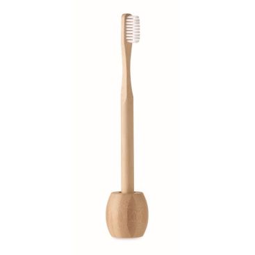 Brosse à dent avec support couleur bois