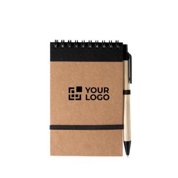 Bloc-notes avec stylo en carton avec zone d'impression