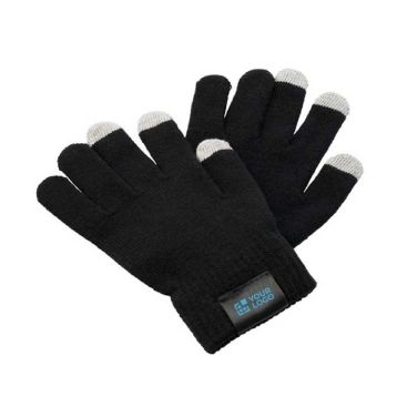 Gants à trois doigts tactiles pour écrans en polyester Label