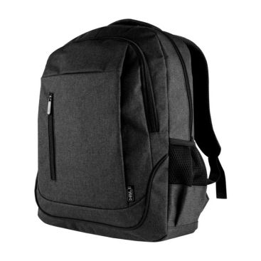 Sac à dos en polyester RPET avec USB couleur noir première vue