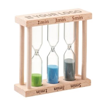 Triple sablier : 1, 3 et 5 minutes avec structure en bois Triple 