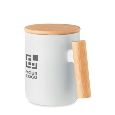 Tasse en porcelaine et en bambou avec zone d'impression