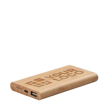 Power Bank en bambou de 4000 mAh avec zone d'impression