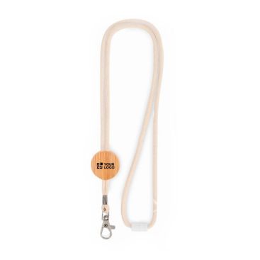 Lanyard en coton avec détail en bambou avec zone d'impression