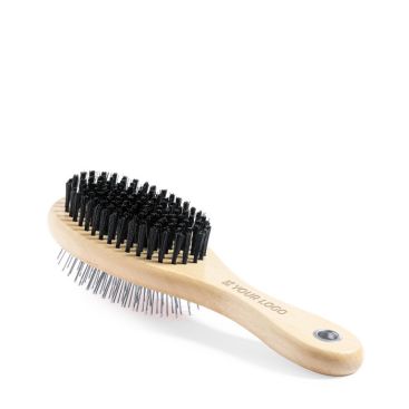 Brosse en bois naturel pour animaux avec zone d'impression