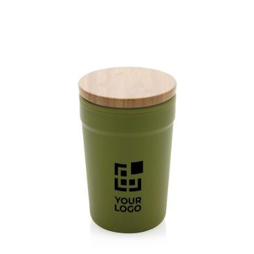 Mug promotionnel avec couvercle en bambou avec zone d'impression