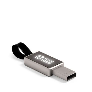 USB métallique avec logo gravé et éclairé avec petite sangle LED metal