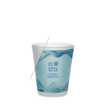 Verre à cocktail avec revêtement spécial pour la sublimation 44ml vue avec zone d'impression