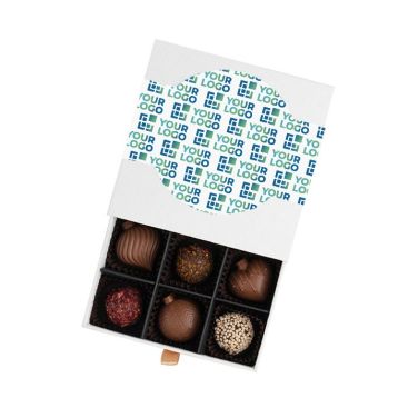 Coffret de pralinés en forme de boule de Noël ou décorés 