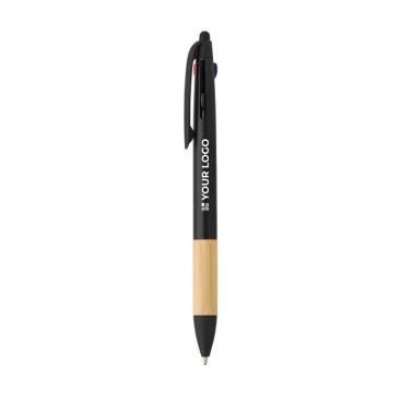 Stylo stylet en plastique et bambou, encre 3 couleurs