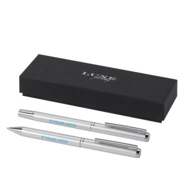 Stylo et roller en aluminium, détails chromés et encre noire