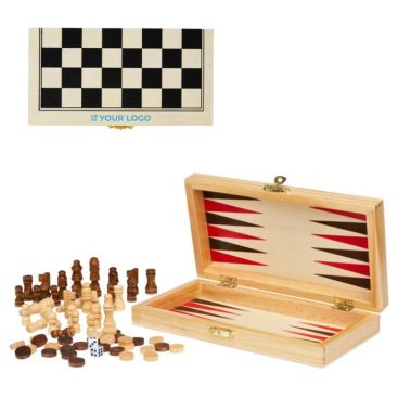 Set de 3 jeux en 1 en bois de pin avec fermeture à charnière