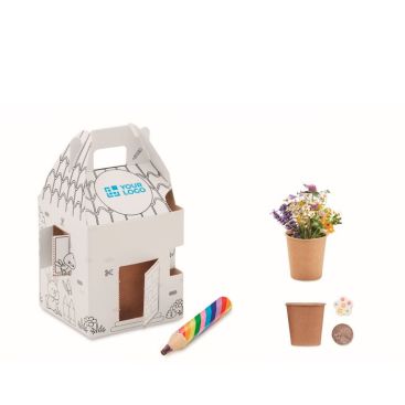 Kit de culture pour enfants graines et crayon multicolore vue avec zone d'impression