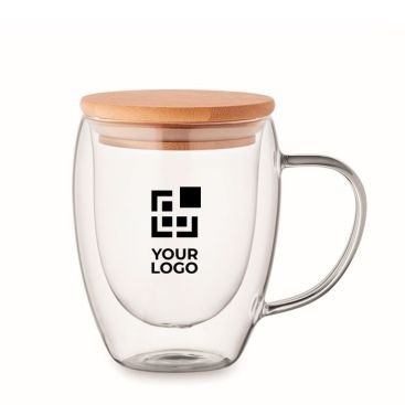 Mug en verre borosilicaté à double paroi avec bambou 300 ml