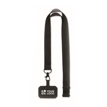 Lanyard en polyester avec attache de sécurité pour téléphone vue avec zone d'impression