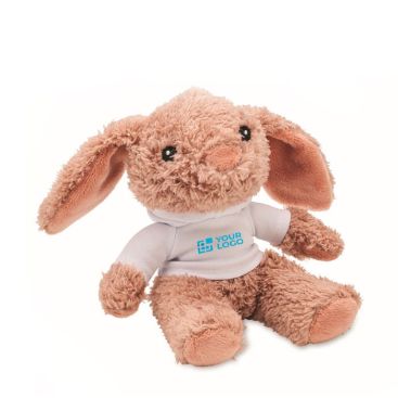 Peluche en forme de lapin avec sweat blanc personnalisable vue avec zone d'impression