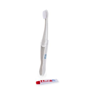 Brosse à dents pliable en fibre de blé avec dentifrice