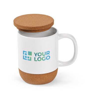 Mug céramique écologique à couvercle et base en liège 350 ml