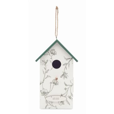 Nichoir pour oiseaux en bois avec un motif floral