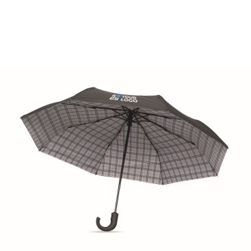 Parapluie pliable anti-vent en pongé avec motif à carreaux, Ø116cm