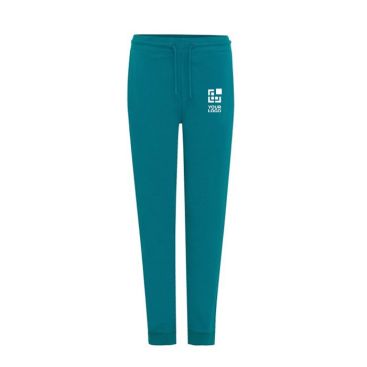 Pantalon de jogging unisexe en coton recyclé 340 g/m² Iqoniq couleur vert émeraude avec zone d'impression