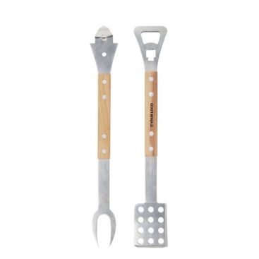 Kit d’outils pour barbecue 4 en 1 avec manche en bois