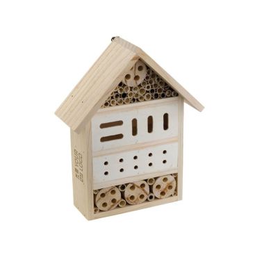 Maison en bois pour insectes avec de multiples entrées et sorties