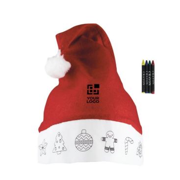 Bonnet de Noël pour enfants avec dessins et 4 crayons de cire