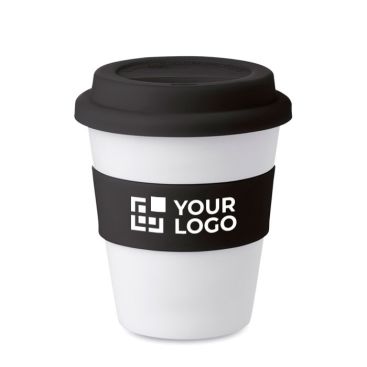 Tasse en plastique personnalisée avec couvercle 350ml couleur  noir