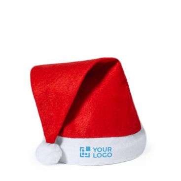 Bonnet de père Noël en polyester rouge et blanc pour enfants avec zone d'impression