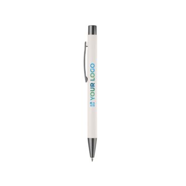 Stylo en aluminium avec finition douce au toucher et encre bleue avec zone d'impression