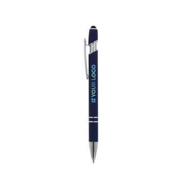 Stylo en aluminium recyclé avec pointe tactile et encre bleue avec zone d'impression