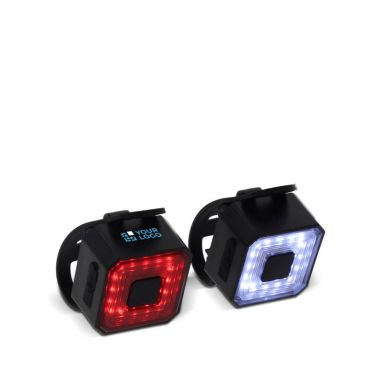 Ensemble de 2 lumières carrées rechargeables pour vélo avec zone d'impression