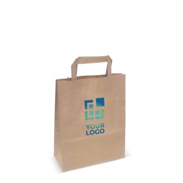 Petit sac en papier kraft avec anses en papier et certification FSC avec zone d'impression