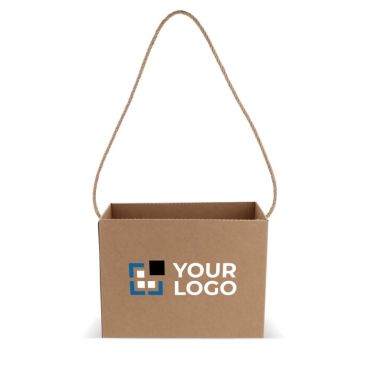 Sac en carton horizontal avec anse longue en jute fabrication UE avec zone d'impression