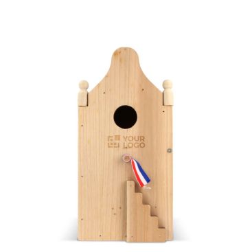 Maison en bois spéciale pour oiseaux en bois FSC avec zone d'impression