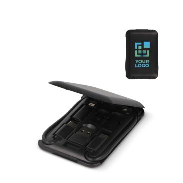 Kit de voyage avec plusieurs connecteurs USB et support pour téléphone avec zone d'impression