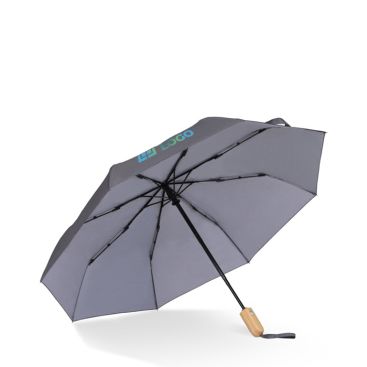 Parapluie pliable en RPET avec poignée en bois Ø94 avec zone d'impression